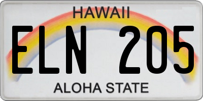HI license plate ELN205