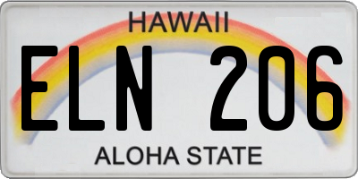 HI license plate ELN206