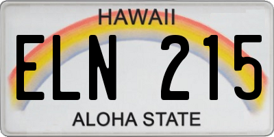 HI license plate ELN215