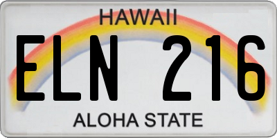 HI license plate ELN216