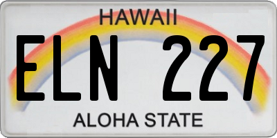 HI license plate ELN227