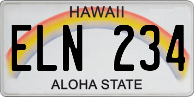 HI license plate ELN234