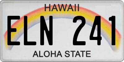 HI license plate ELN241