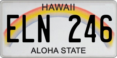 HI license plate ELN246