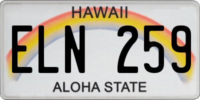 HI license plate ELN259