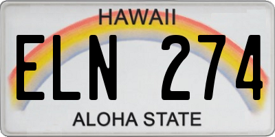HI license plate ELN274