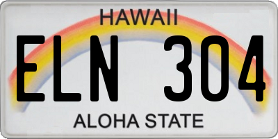HI license plate ELN304