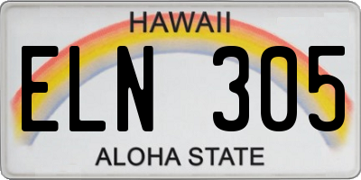 HI license plate ELN305