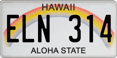 HI license plate ELN314