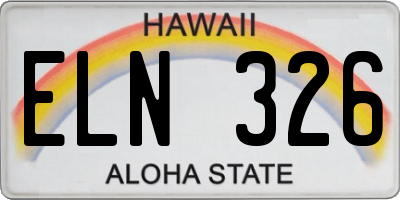 HI license plate ELN326