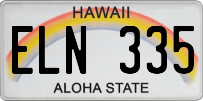 HI license plate ELN335