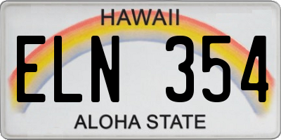 HI license plate ELN354