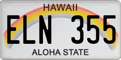 HI license plate ELN355