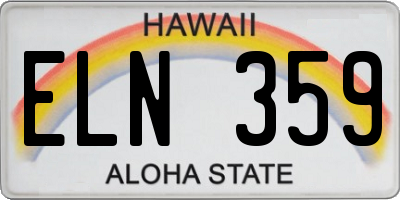 HI license plate ELN359