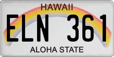 HI license plate ELN361
