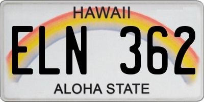 HI license plate ELN362