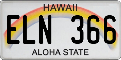 HI license plate ELN366