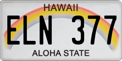 HI license plate ELN377