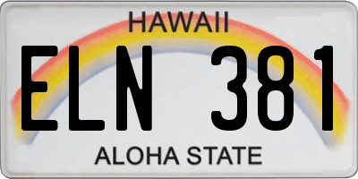 HI license plate ELN381