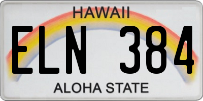 HI license plate ELN384