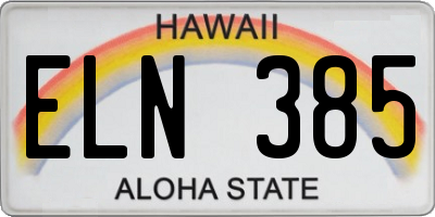 HI license plate ELN385