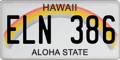 HI license plate ELN386