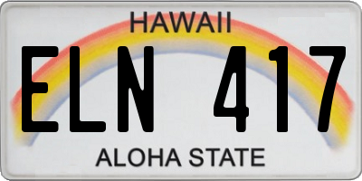 HI license plate ELN417