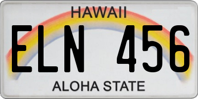 HI license plate ELN456