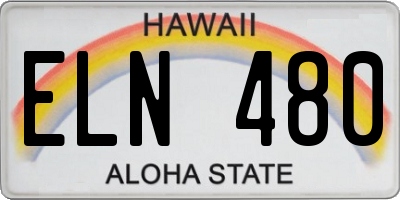 HI license plate ELN480