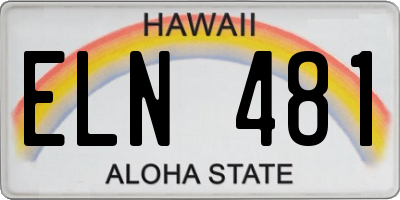 HI license plate ELN481