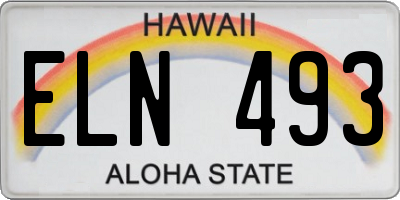 HI license plate ELN493