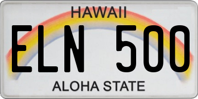 HI license plate ELN500
