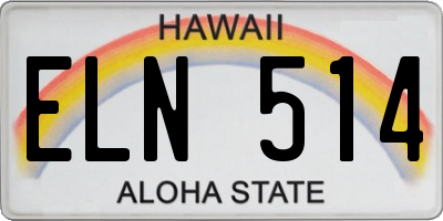 HI license plate ELN514