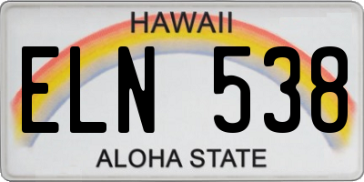 HI license plate ELN538