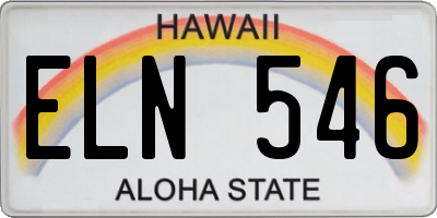 HI license plate ELN546