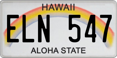 HI license plate ELN547