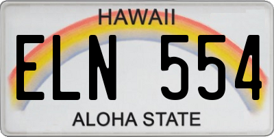 HI license plate ELN554
