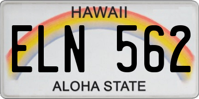 HI license plate ELN562
