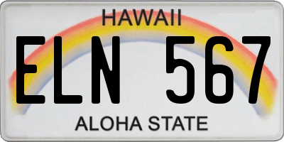 HI license plate ELN567