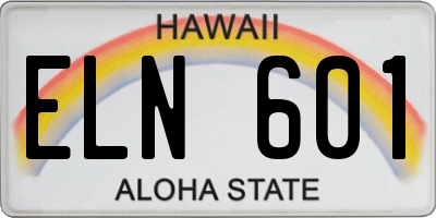 HI license plate ELN601