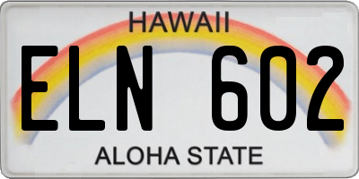 HI license plate ELN602