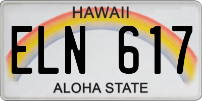 HI license plate ELN617