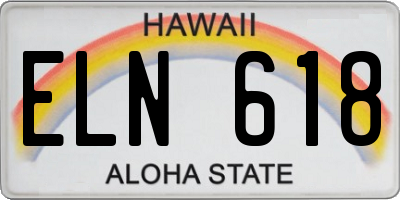 HI license plate ELN618
