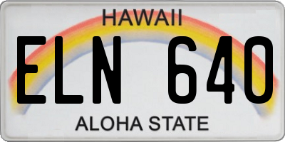 HI license plate ELN640