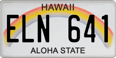 HI license plate ELN641