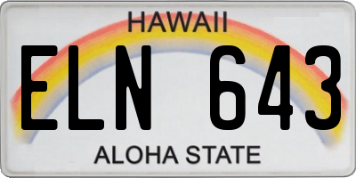 HI license plate ELN643
