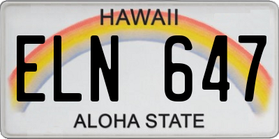 HI license plate ELN647