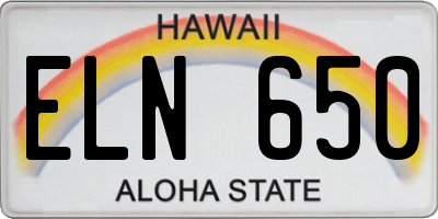 HI license plate ELN650