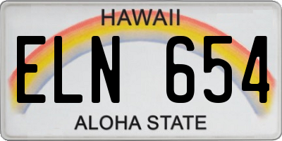 HI license plate ELN654