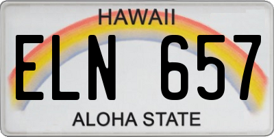 HI license plate ELN657